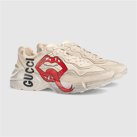 gucci printed rhyton sneaker with mouth print|gucci gg rhyton sneakers men's.